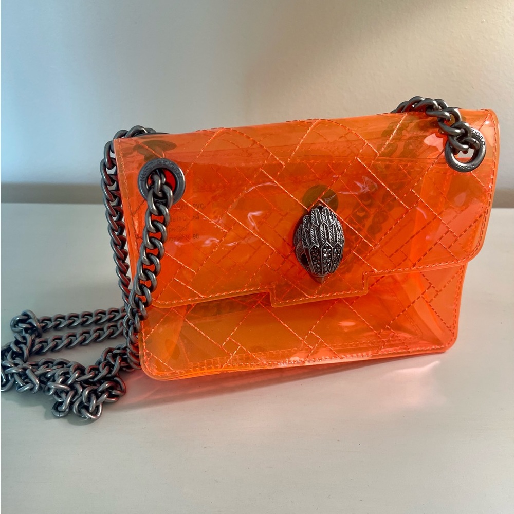 KURT GEIGER LONDON Mini Kensington Orange Vinyl Crossbody. Very good condition.